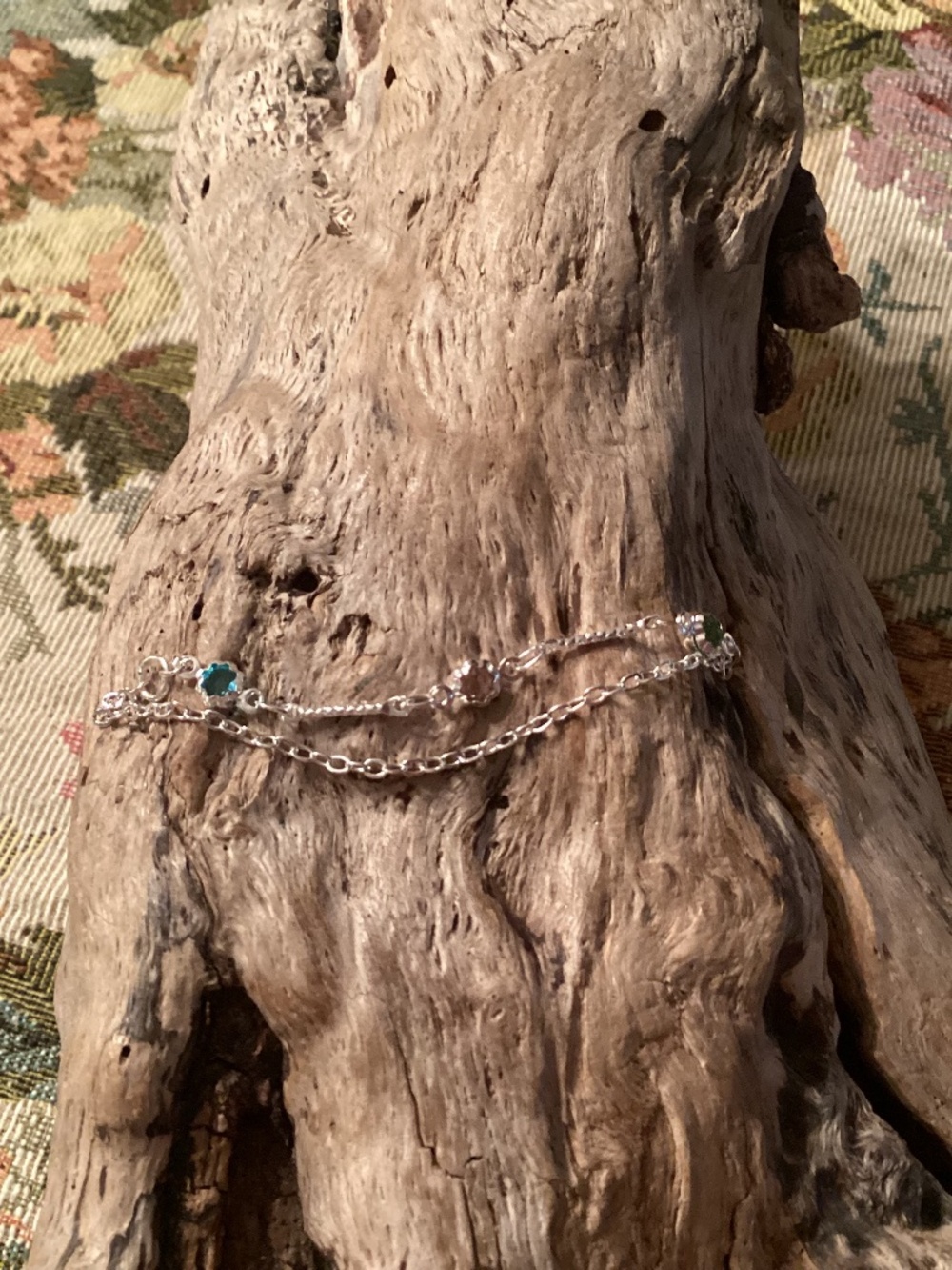 Silver Crystal Bridge Piercing / Earring Jacket Chain Double Chain